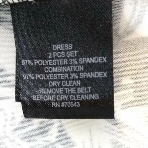 Jessica Howard Dress Black White Abstract Print Sleeveless Back Slit Size 8 - Picture 5 of 6